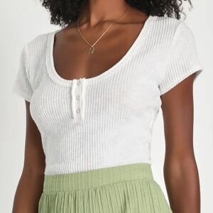 Lulus Ribbed Henley Top in Cream 🤍 | NWT | Size M (Fits Like XS) | Super Soft!
